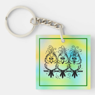 Funny Birds Cartoon-56456 Key Ring