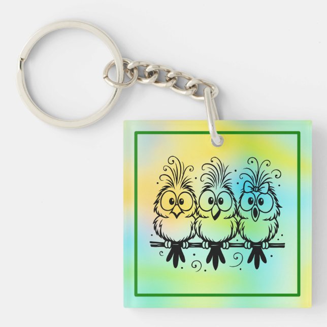 Funny Birds Cartoon-56456 Key Ring (Front)
