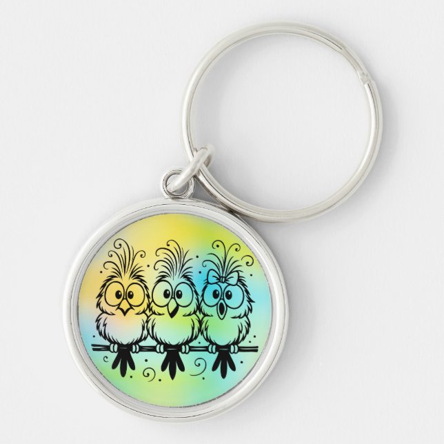 Funny Birds Cartoon-56456 Key Ring (Front)