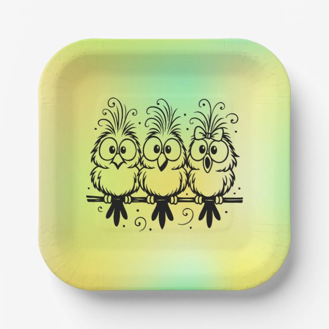 Funny Birds Cartoon-56456 Paper Plate (Front)