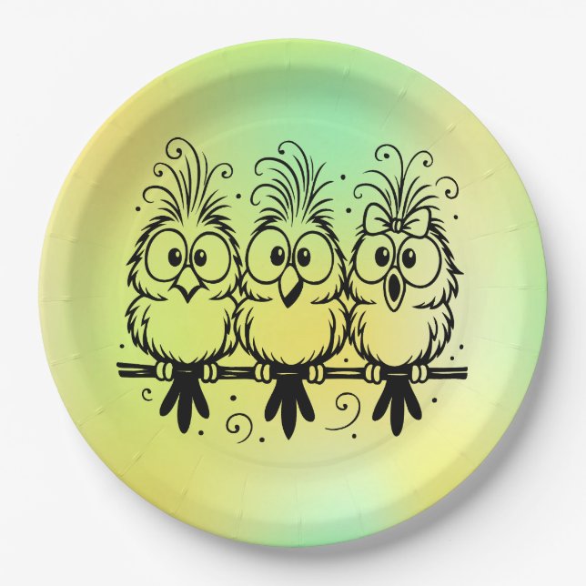 Funny Birds Cartoon-56456 Paper Plate (Front)