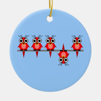 funny birds ceramic ornament