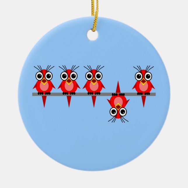 funny birds ceramic ornament (Front)