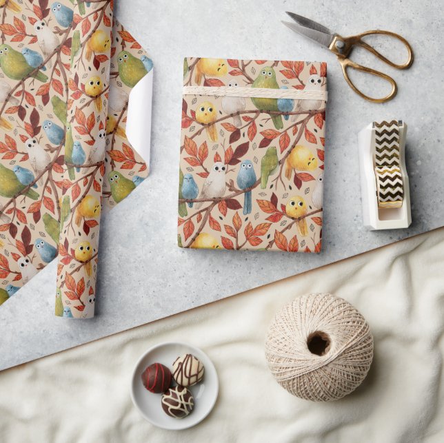 Funny Birds (Sapling) Wrapping Paper (Crafts)