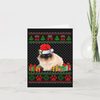 Funny Birman Cat Santa Hat Ugly Christmas Sweater  Card