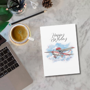 Funny Birthday Aeroplane Carries Flowers and Photo Holiday Card