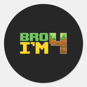 Funny Birthday Boy Bro I'm 4 Birthday Video Game P Classic Round Sticker