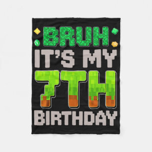 Funny Birthday Boy Bruh It's My 7th Birthday Gamer Fleece Blanket