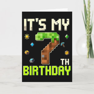 Funny Birthday Boy It's My 7th Birthday Gamer Pixe Card