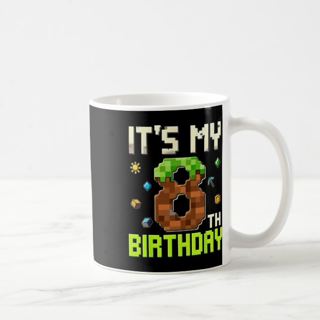 Funny Birthday Boy It's My 8th Birthday Gamer Pixe Coffee Mug (Right)