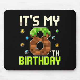 Funny Birthday Boy It's My 8th Birthday Gamer Pixe Mouse Pad