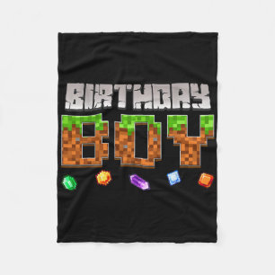 Funny Birthday Boy Video Game Pixel Gamer Boy Kids Fleece Blanket