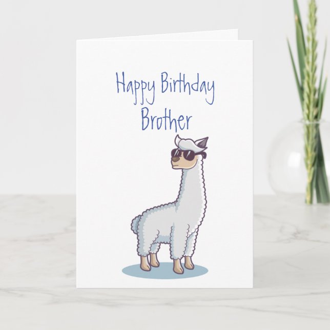 Funny Birthday Brother Age Llama Animal Card (Front)
