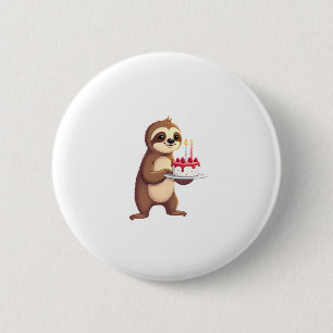 Funny Birthday Cake with Sloth Costume for Boys an 6 Cm Round Badge