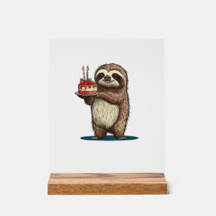 Funny Birthday Cake with Sloth Costume for Boys an Acrylic Sign
