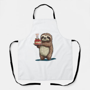 Funny Birthday Cake with Sloth Costume for Boys an Apron
