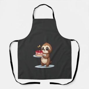 Funny Birthday Cake with Sloth Costume for Boys an Apron