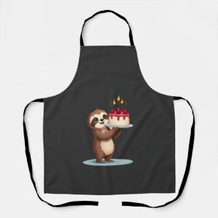 Funny Birthday Cake with Sloth Costume for Boys an Apron