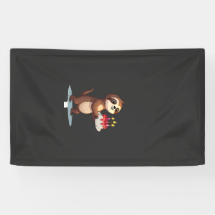 Funny Birthday Cake with Sloth Costume for Boys an Banner
