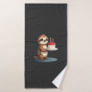 Funny Birthday Cake with Sloth Costume for Boys an Bath Towel