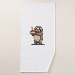 Funny Birthday Cake with Sloth Costume for Boys an Bath Towel