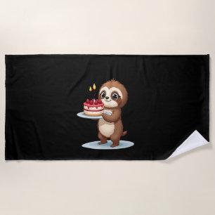 Funny Birthday Cake with Sloth Costume for Boys an Beach Towel