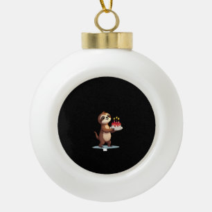 Funny Birthday Cake with Sloth Costume for Boys an Ceramic Ball Christmas Ornament
