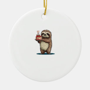 Funny Birthday Cake with Sloth Costume for Boys an Ceramic Ornament