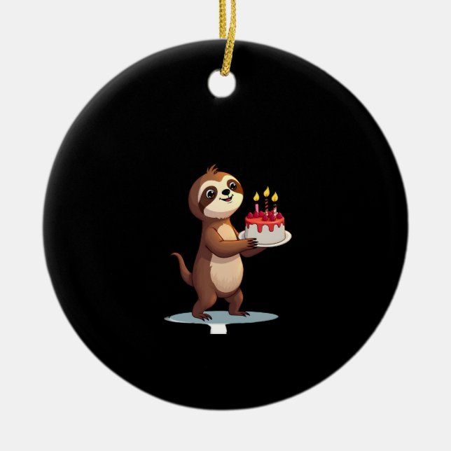 Funny Birthday Cake with Sloth Costume for Boys an Ceramic Ornament (Front)