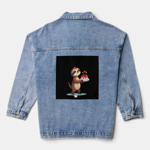 Funny Birthday Cake with Sloth Costume for Boys an Denim Jacket