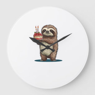 Funny Birthday Cake with Sloth Costume for Boys an Large Clock