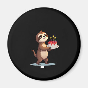 Funny Birthday Cake with Sloth Costume for Boys an Magnet