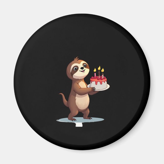 Funny Birthday Cake with Sloth Costume for Boys an Magnet (Front)