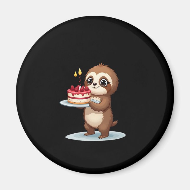 Funny Birthday Cake with Sloth Costume for Boys an Magnet (Front)