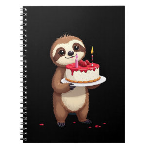 Funny Birthday Cake with Sloth Costume for Boys an Notebook