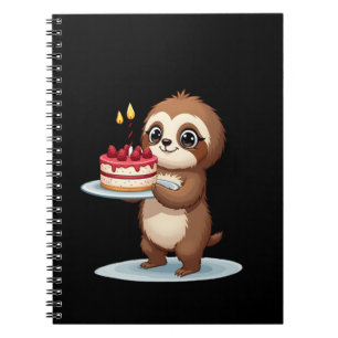 Funny Birthday Cake with Sloth Costume for Boys an Notebook