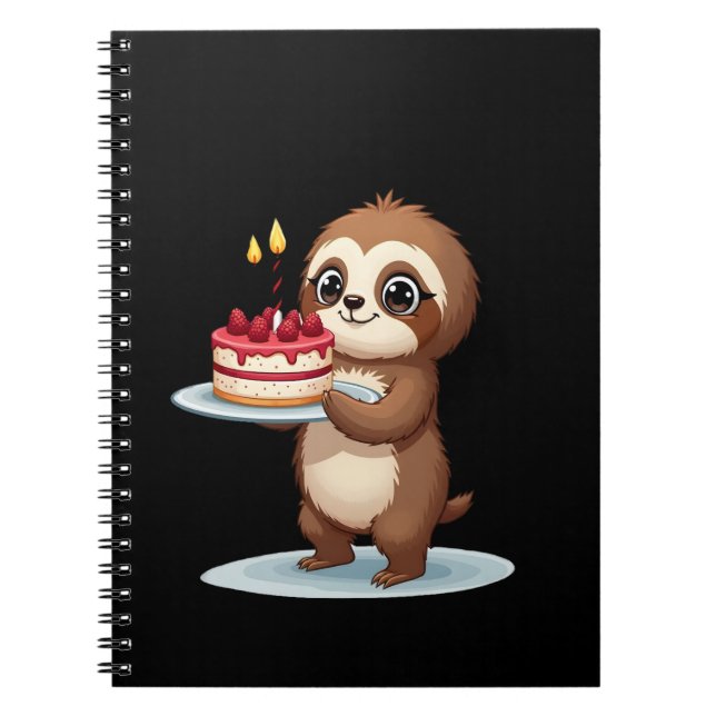 Funny Birthday Cake with Sloth Costume for Boys an Notebook (Front)