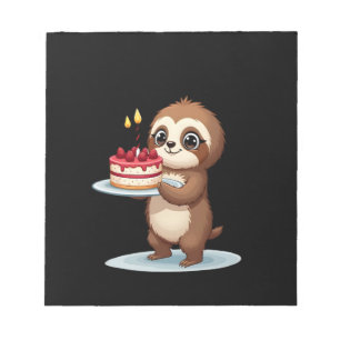 Funny Birthday Cake with Sloth Costume for Boys an Notepad