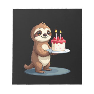 Funny Birthday Cake with Sloth Costume for Boys an Notepad
