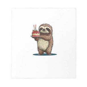 Funny Birthday Cake with Sloth Costume for Boys an Notepad