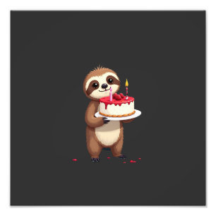 Funny Birthday Cake with Sloth Costume for Boys an Photo Print