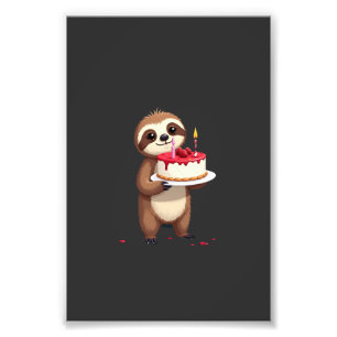 Funny Birthday Cake with Sloth Costume for Boys an Photo Print