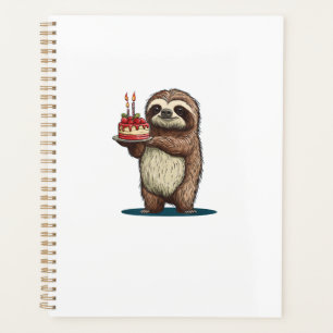 Funny Birthday Cake with Sloth Costume for Boys an Planner