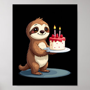Funny Birthday Cake with Sloth Costume for Boys an Poster