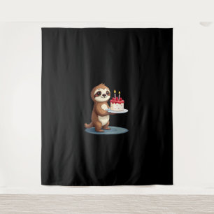 Funny Birthday Cake with Sloth Costume for Boys an Tapestry