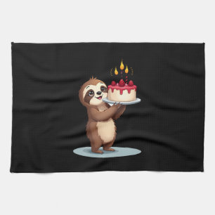 Funny Birthday Cake with Sloth Costume for Boys an Tea Towel