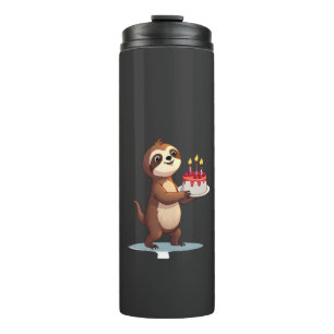 Funny Birthday Cake with Sloth Costume for Boys an Thermal Tumbler