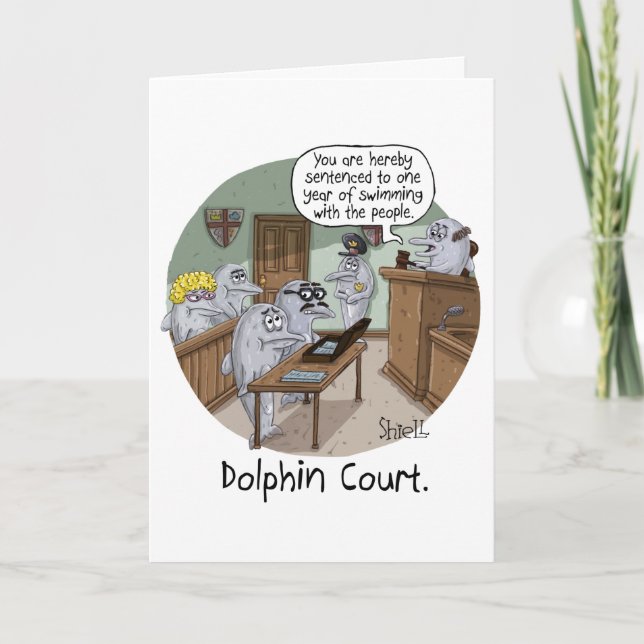 FUNNY BIRTHDAY CARD and GIFT with CUTE DOLPHINS (Front)