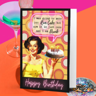 Funny Birthday Card Best Friend "Rum Cake"