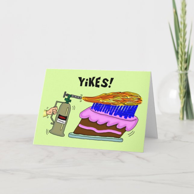 Funny Birthday Card: Blow Torch Candles Card (Front)